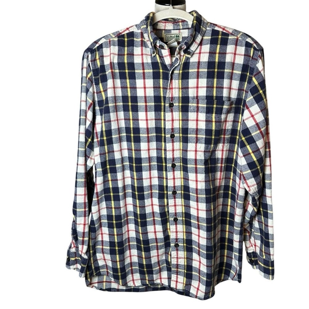 L.L. Bean Plaid Flannel Shirt Men's M Tall | Classic Cotton Button Down Normcore